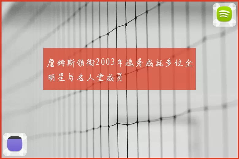 詹姆斯领衔2003年选秀成就多位全明星与名人堂成员